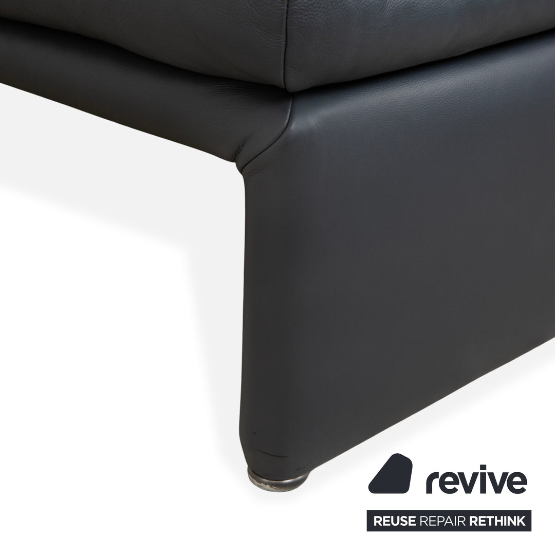 Fauteuil suspendu en cuir Koinor Raoul, gris anthracite, fonction électrique