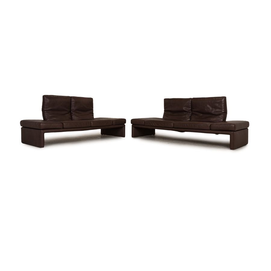 Koinor Raoul Leder Sofa Garnitur Braun Dreisitzer Zweisitzer  Couch