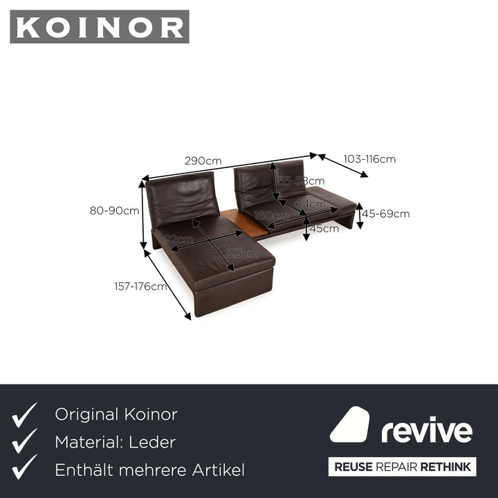 Koinor Raoul Leder Sofa Garnitur Braun manuelle Funktion Recamiere Links Ecksofa Hocker Couch