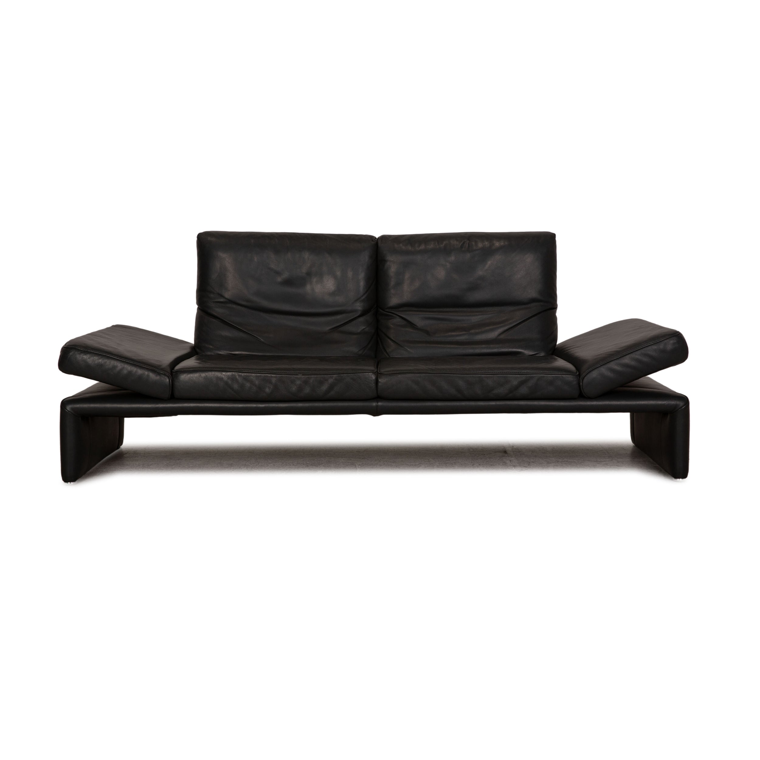 Koinor Raoul Leather Sofa Black Anthracite Three-seater Function Recliner Couch