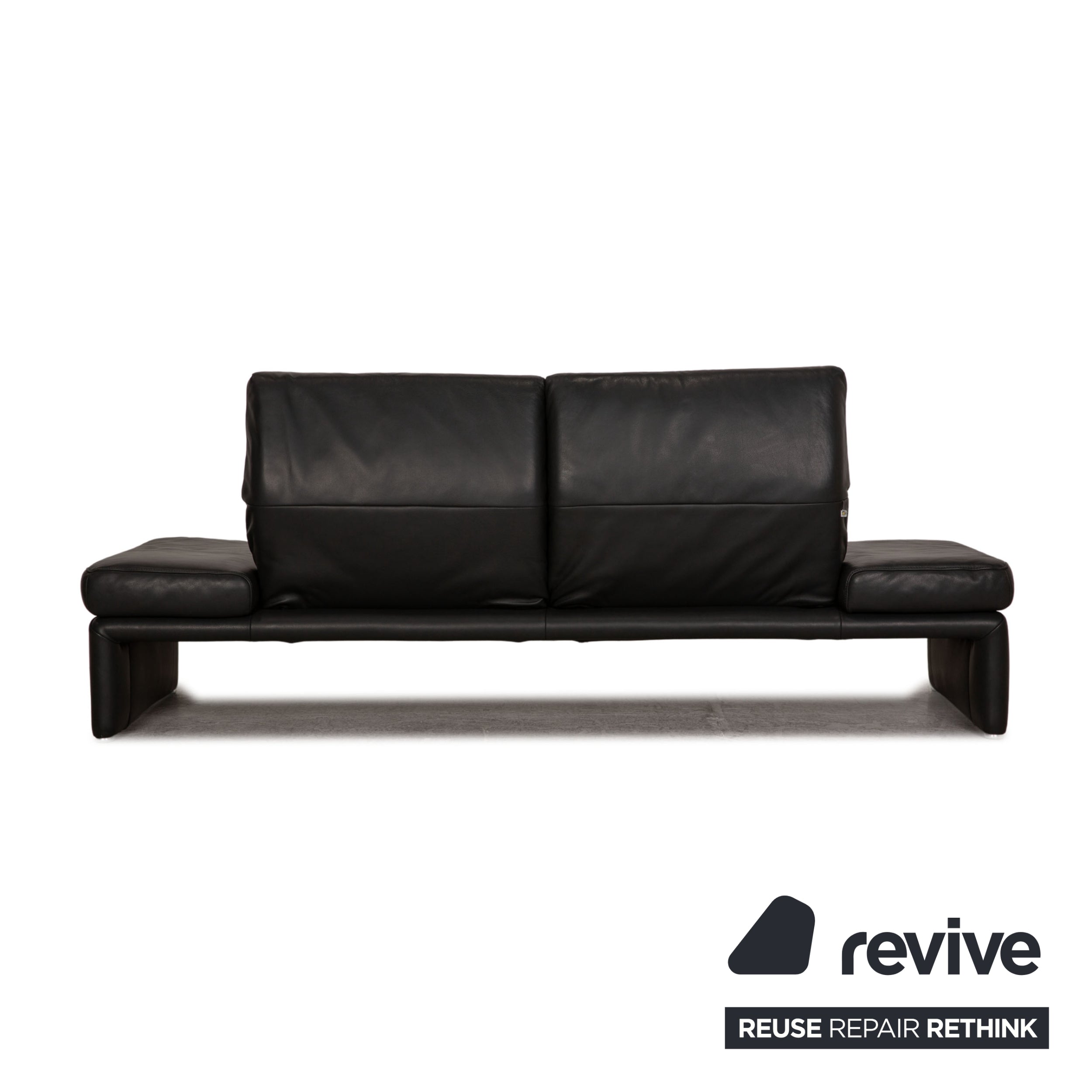 Koinor Raoul Leather Sofa Black Anthracite Three-seater Function Recliner Couch