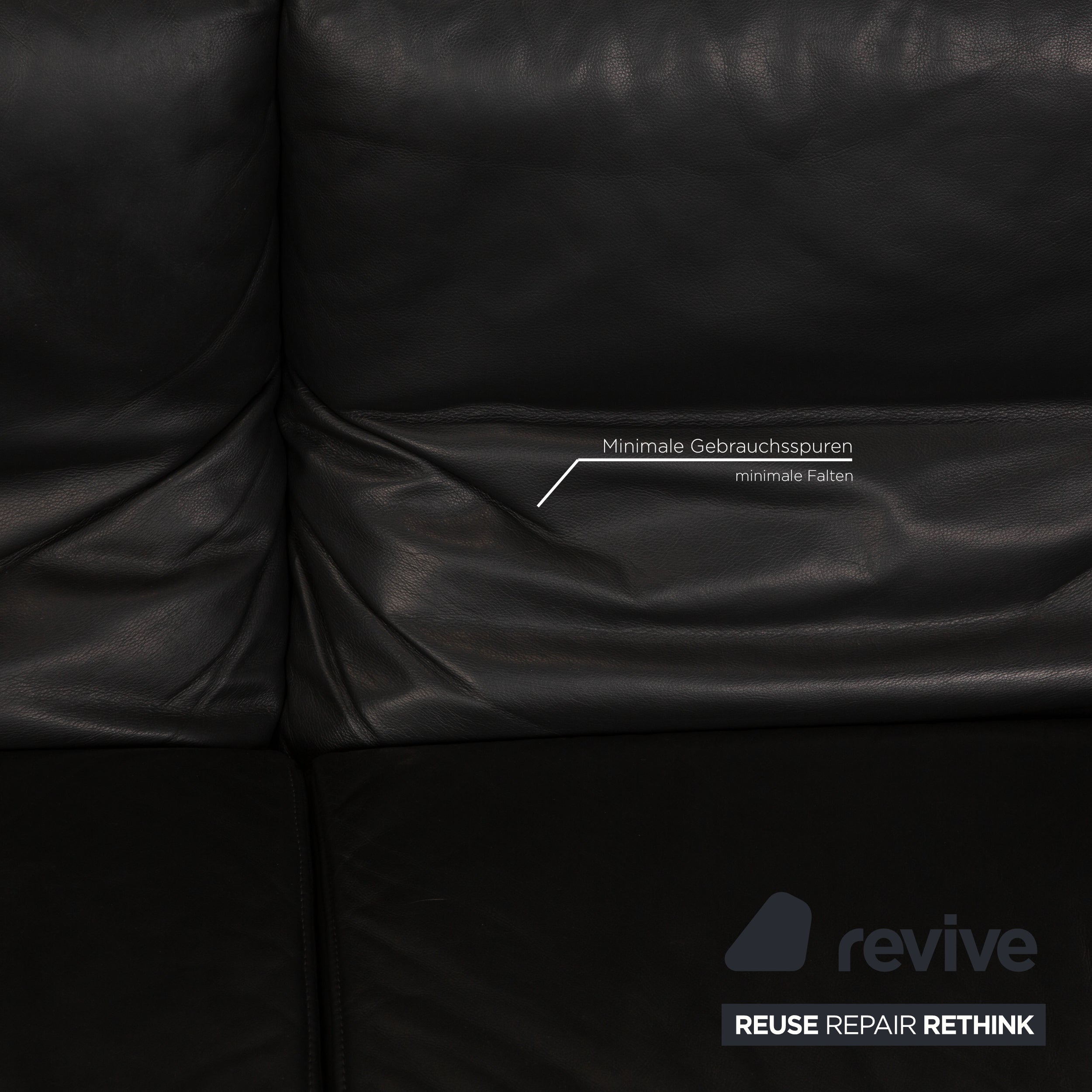Koinor Raoul Leather Sofa Black Anthracite Three-seater Function Recliner Couch