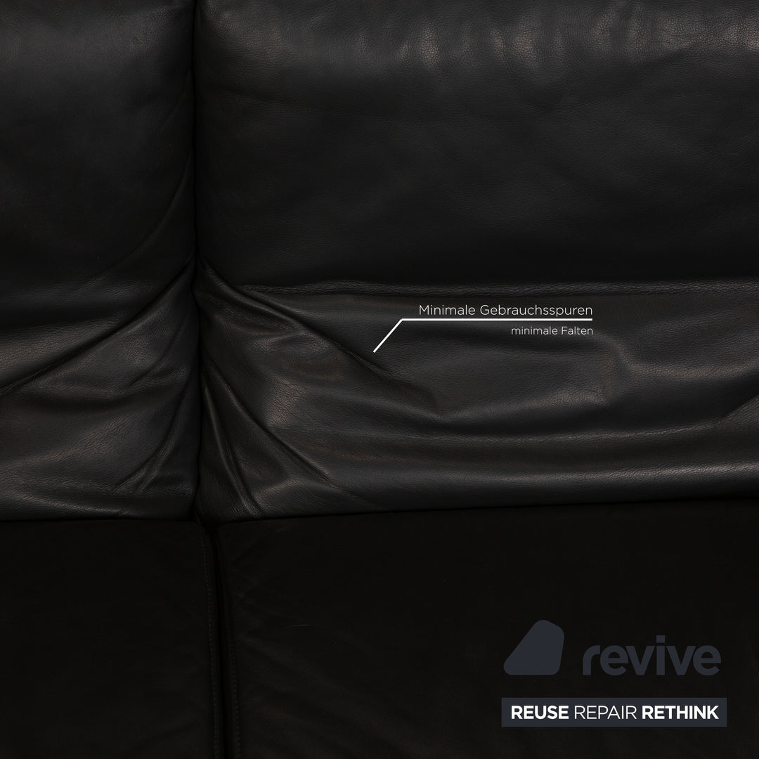 Koinor Raoul Leder Sofa Schwarz Anthrazit Dreisitzer Funktion Relaxfunktion Couch