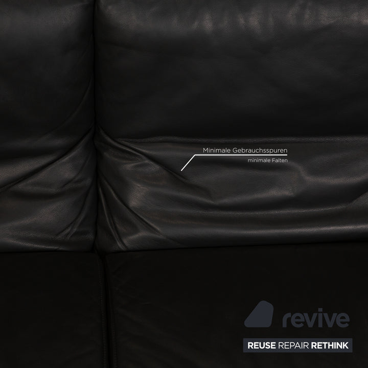 Koinor Raoul Leder Sofa Schwarz Anthrazit Dreisitzer Funktion Relaxfunktion Couch