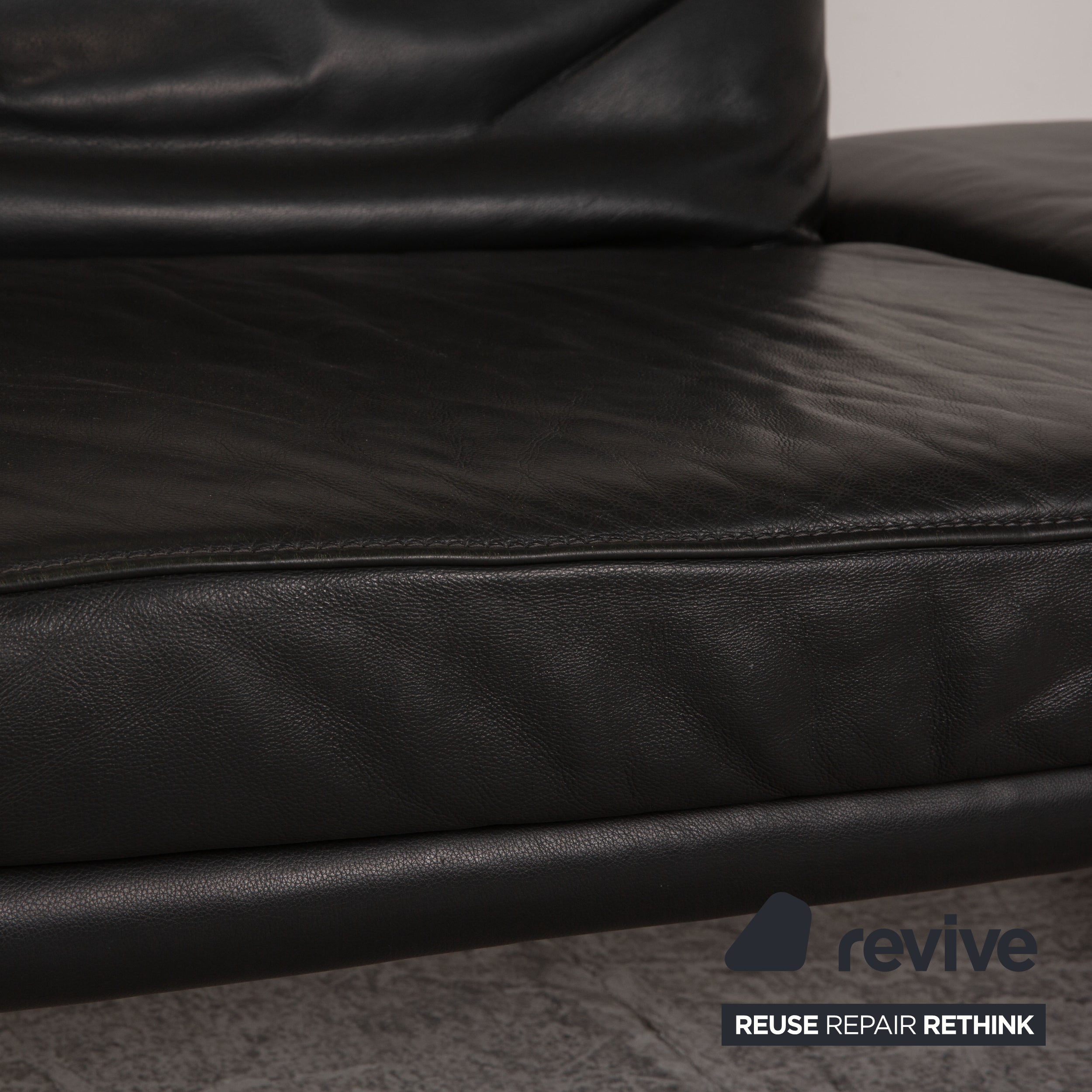 Koinor Raoul Leather Sofa Black Anthracite Three-seater Function Recliner Couch