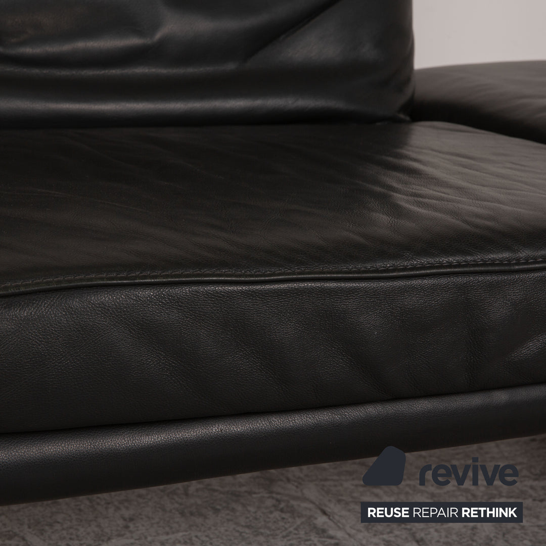 Koinor Raoul Leder Sofa Schwarz Anthrazit Dreisitzer Funktion Relaxfunktion Couch