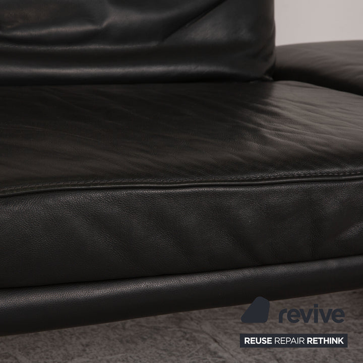 Koinor Raoul Leder Sofa Schwarz Anthrazit Dreisitzer Funktion Relaxfunktion Couch