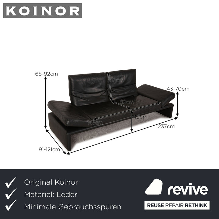 Koinor Raoul Leder Sofa Schwarz Anthrazit Dreisitzer Funktion Relaxfunktion Couch