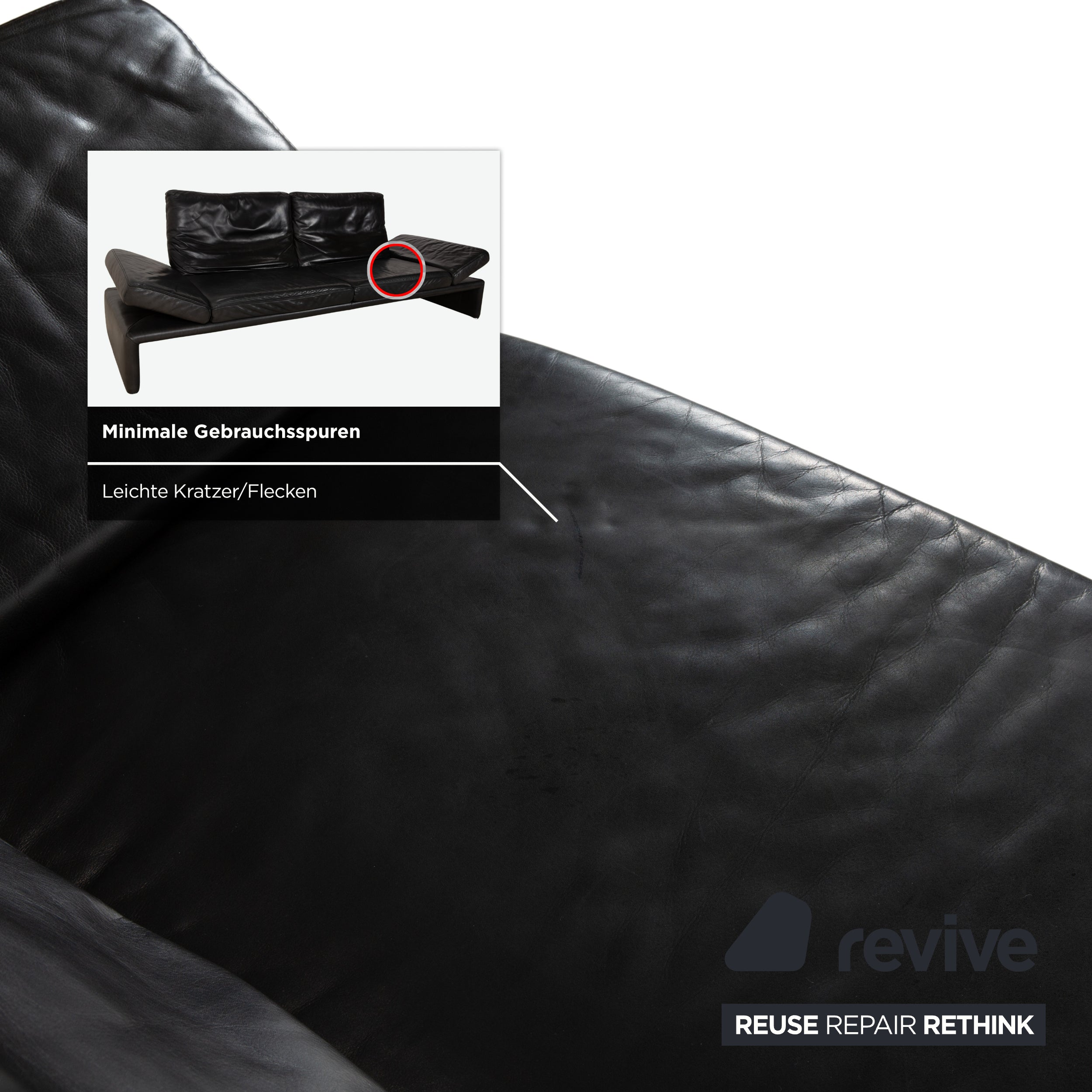 Canapé quatre places Koinor Raoul en cuir gris foncé anthracite et noir, à réglage manuel