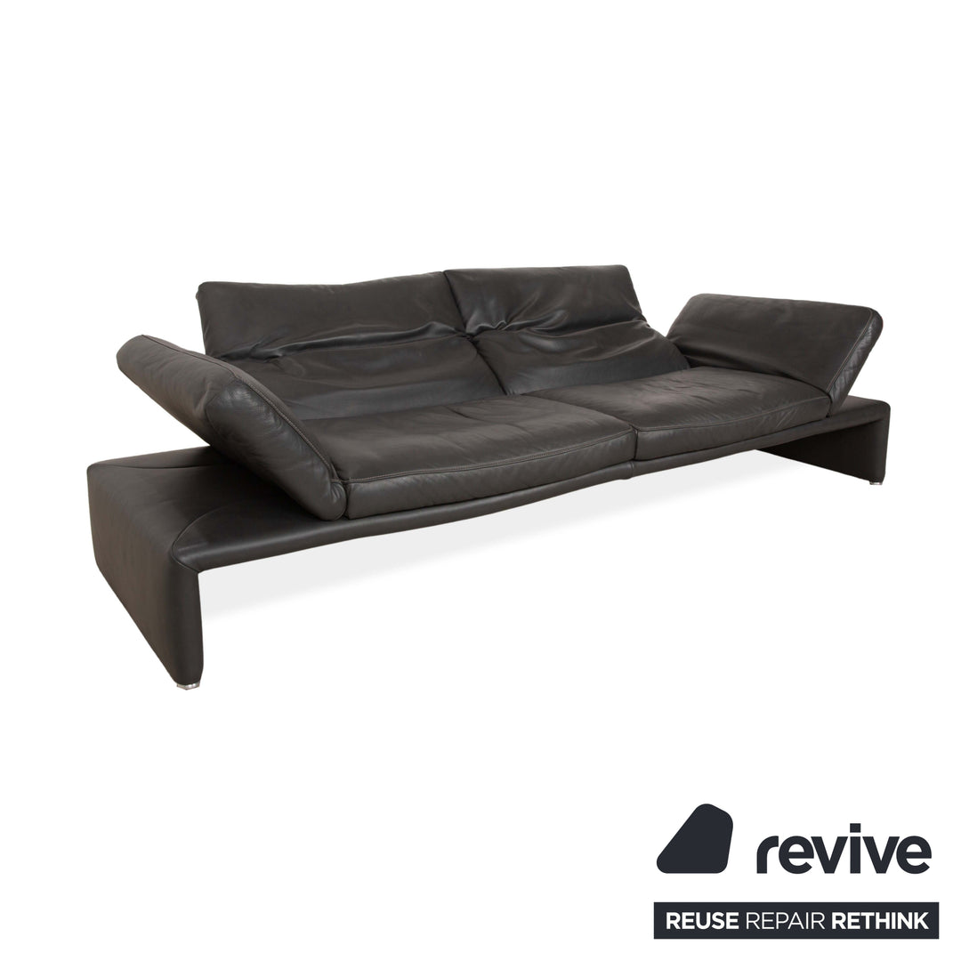 Koinor Raoul Leder Viersitzer Dunkelgrau manuelle Funktion Sofa Couch