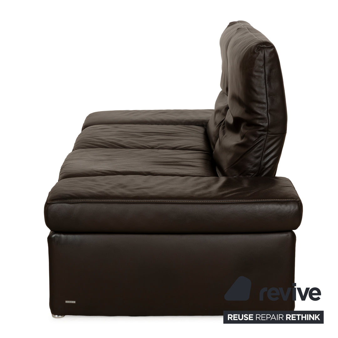 Koinor Raoul Leather Two-Seater Dark Brown Manual Function Sofa Couch