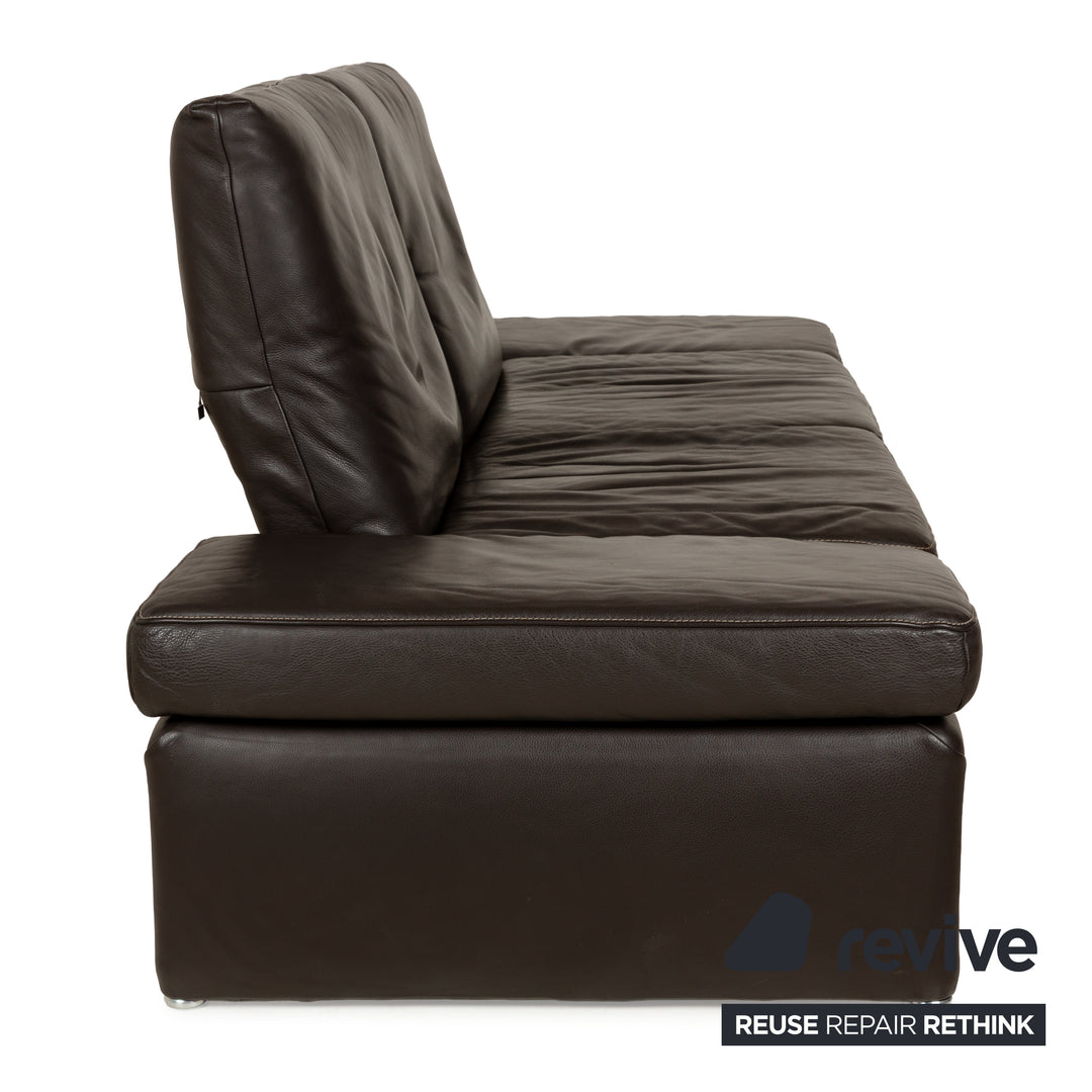 Koinor Raoul Leather Two-Seater Dark Brown Manual Function Sofa Couch
