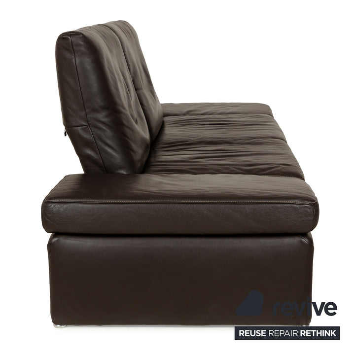 Koinor Raoul Leather Two-Seater Dark Brown Manual Function Sofa Couch
