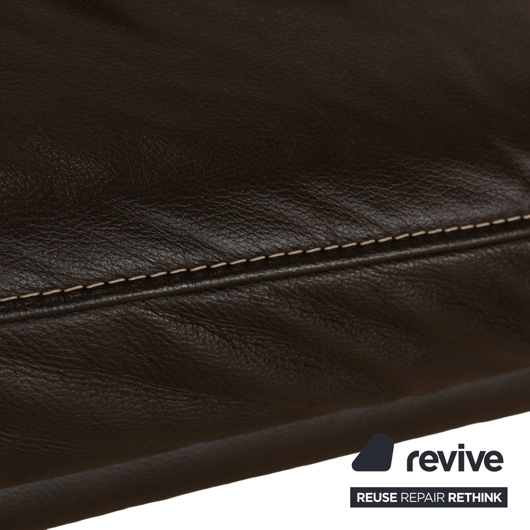 Koinor Raoul Leather Two-Seater Dark Brown Manual Function Sofa Couch
