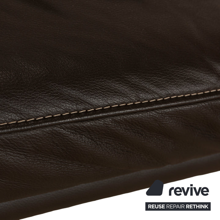 Koinor Raoul Leather Two-Seater Dark Brown Manual Function Sofa Couch