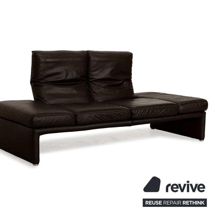 Koinor Raoul Leather Two-Seater Dark Brown Manual Function Sofa Couch