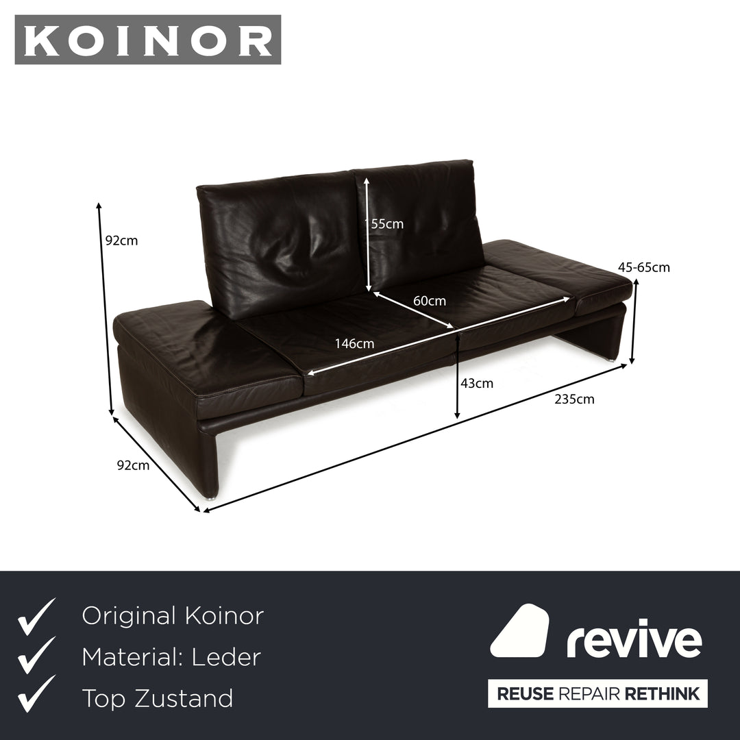 Koinor Raoul Leather Two-Seater Dark Brown Manual Function Sofa Couch
