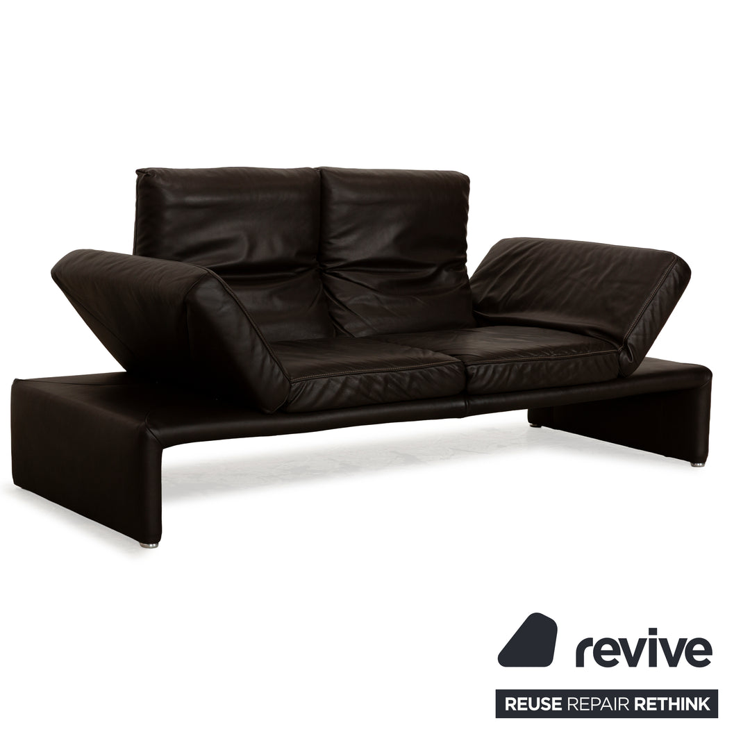 Koinor Raoul Leather Two-Seater Dark Brown Manual Function Sofa Couch