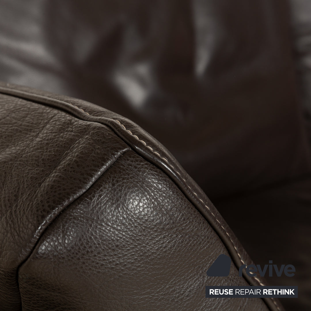 Koinor Raoul Leather Two-Seater Dark Brown Manual Function Sofa Couch