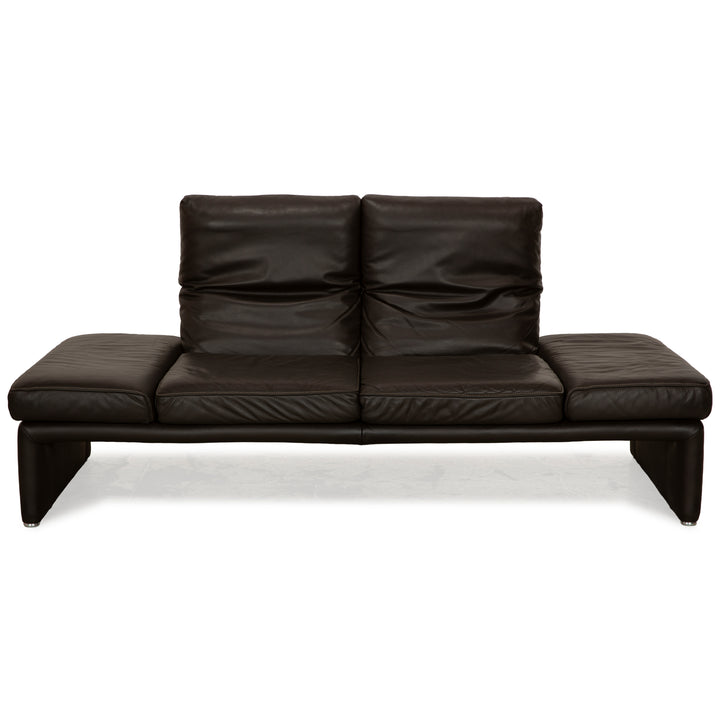 Koinor Raoul Leather Two-Seater Dark Brown Manual Function Sofa Couch