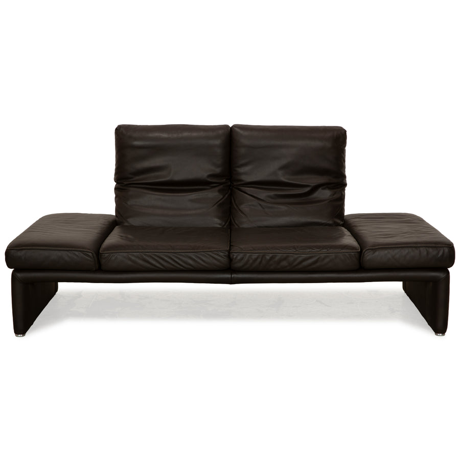Koinor Raoul Leather Two-Seater Dark Brown Manual Function Sofa Couch