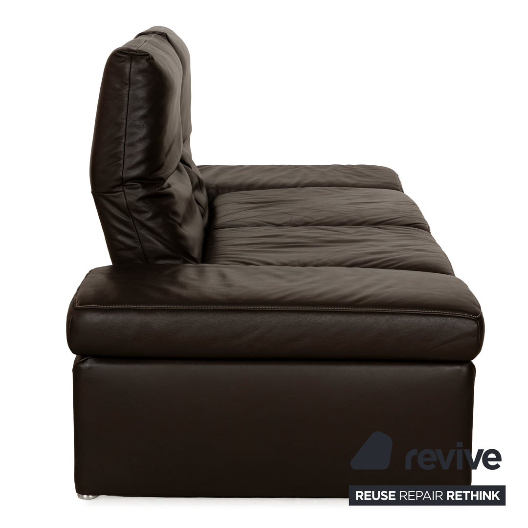 Koinor Raoul Leather Two-Seater Dark Brown Manual Function Sofa Couch