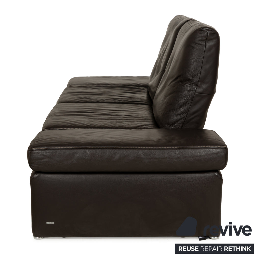 Koinor Raoul Leather Two-Seater Dark Brown Manual Function Sofa Couch
