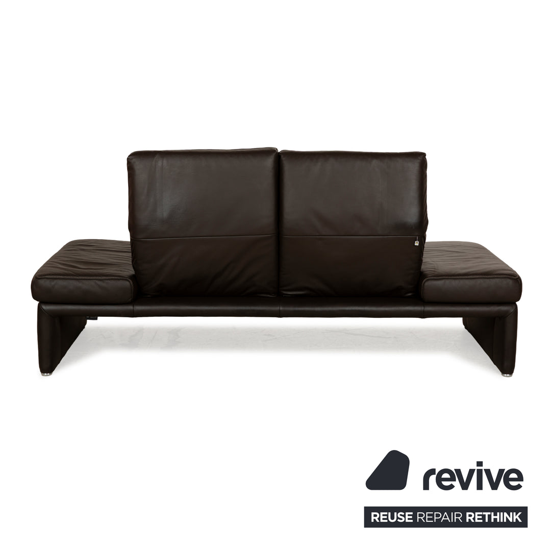 Koinor Raoul Leather Two-Seater Dark Brown Manual Function Sofa Couch