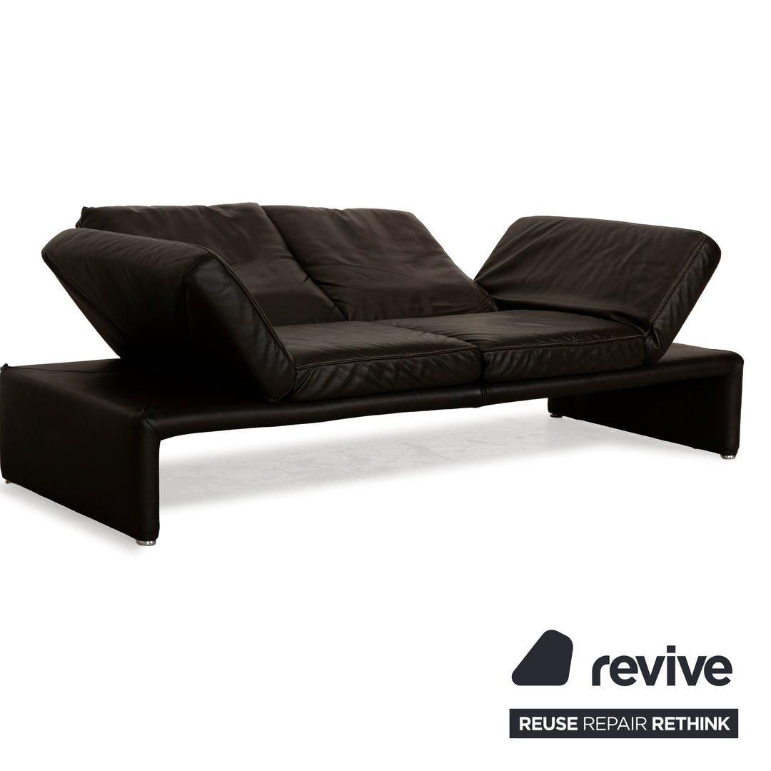 Koinor Raoul Leather Two-Seater Dark Brown Manual Function Sofa Couch