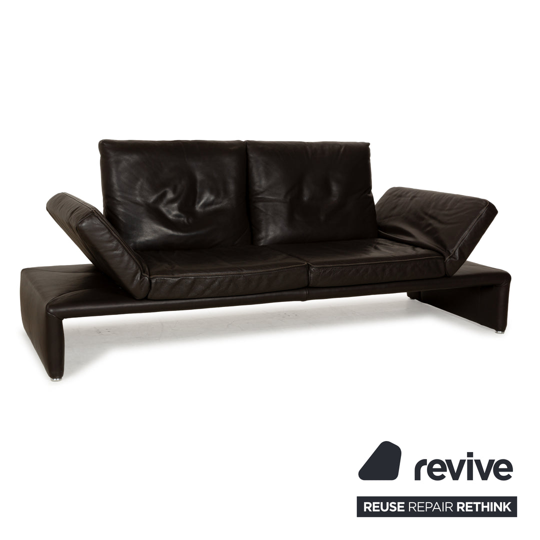 Koinor Raoul Leather Two-Seater Dark Brown Manual Function Sofa Couch