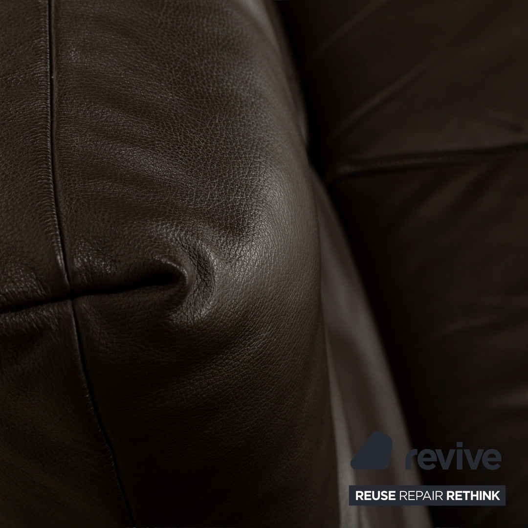 Koinor Raoul Leather Two-Seater Dark Brown Manual Function Sofa Couch