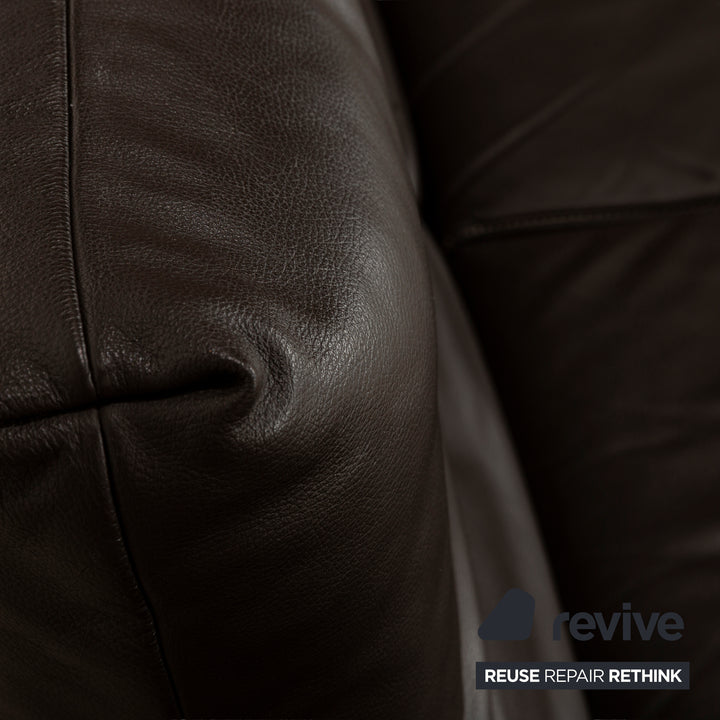 Koinor Raoul Leather Two-Seater Dark Brown Manual Function Sofa Couch