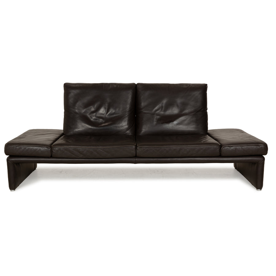 Koinor Raoul Leather Two-Seater Dark Brown Manual Function Sofa Couch