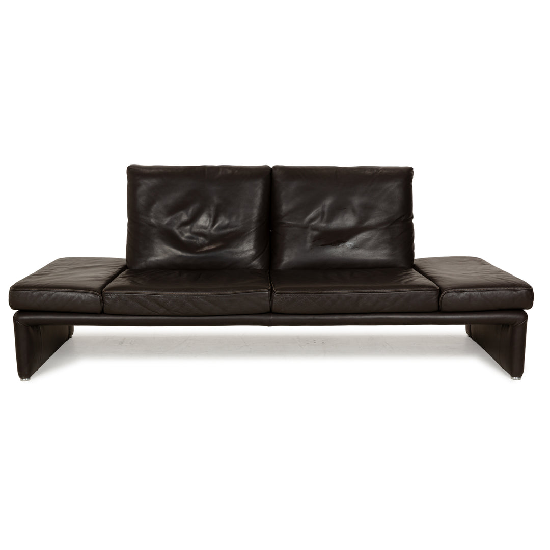 Koinor Raoul Leather Two-Seater Dark Brown Manual Function Sofa Couch