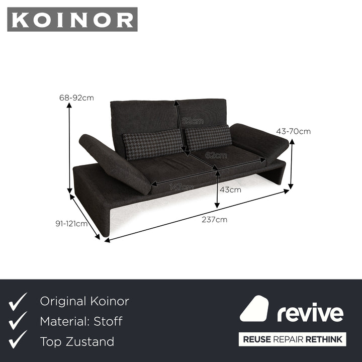 Koinor Raoul Fabric Three-Seater Gray Manual Function