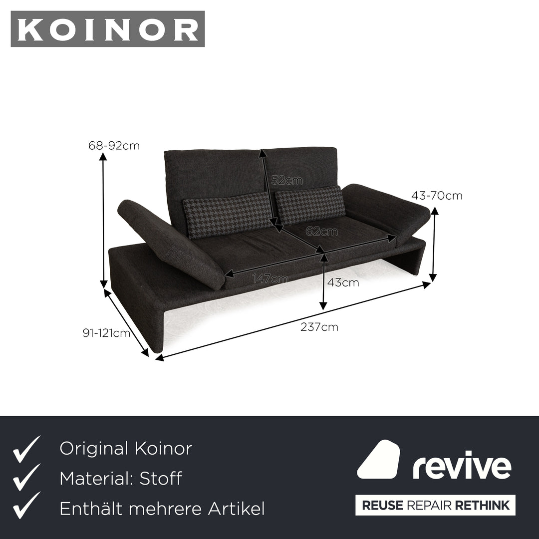 Koinor Raoul ensemble de canapé en tissu gris tabouret trois places à fonction manuelle