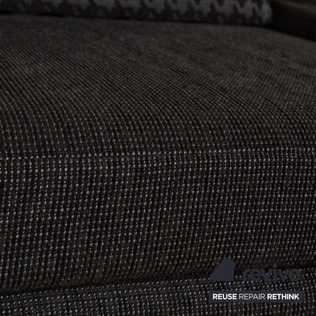 Koinor Raoul Stoff Sofa Garnitur Grau manuelle Funktion Dreisitzer Hocker