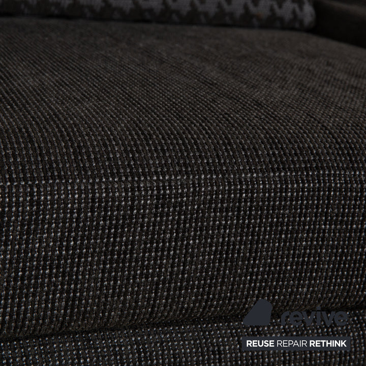 Koinor Raoul Stoff Sofa Garnitur Grau manuelle Funktion Dreisitzer Hocker