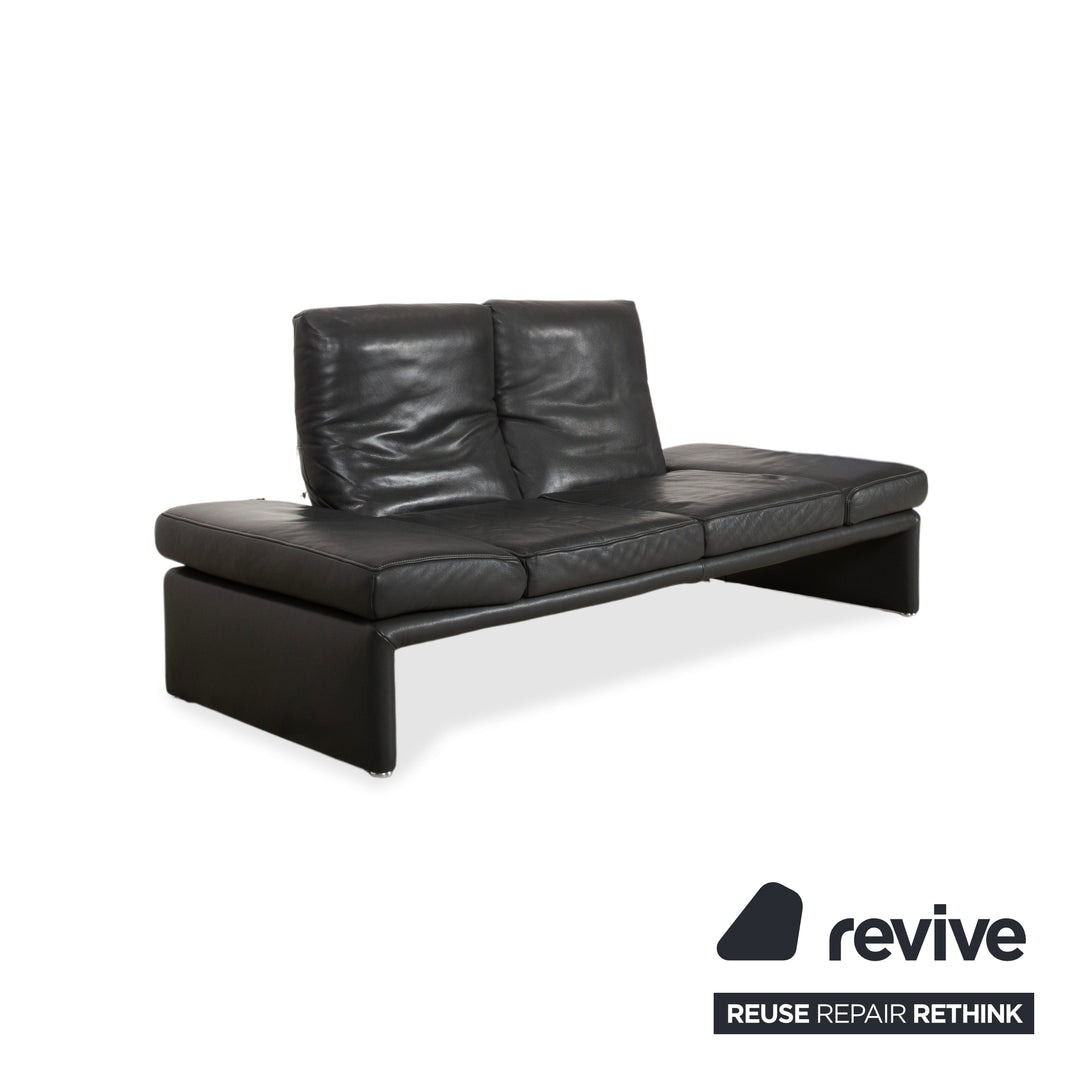 Koinor Raoul Two-seater Leather Sofa Grey Manual Function Couch