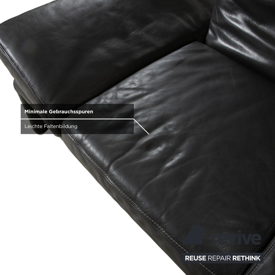 Koinor Raoul Two-seater Leather Sofa Grey Manual Function Couch