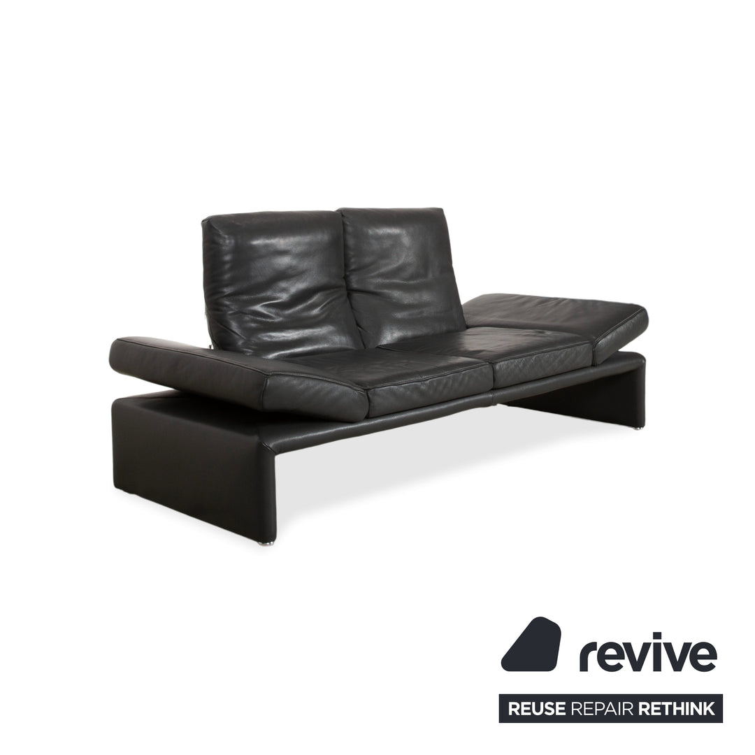 Koinor Raoul Two-seater Leather Sofa Grey Manual Function Couch