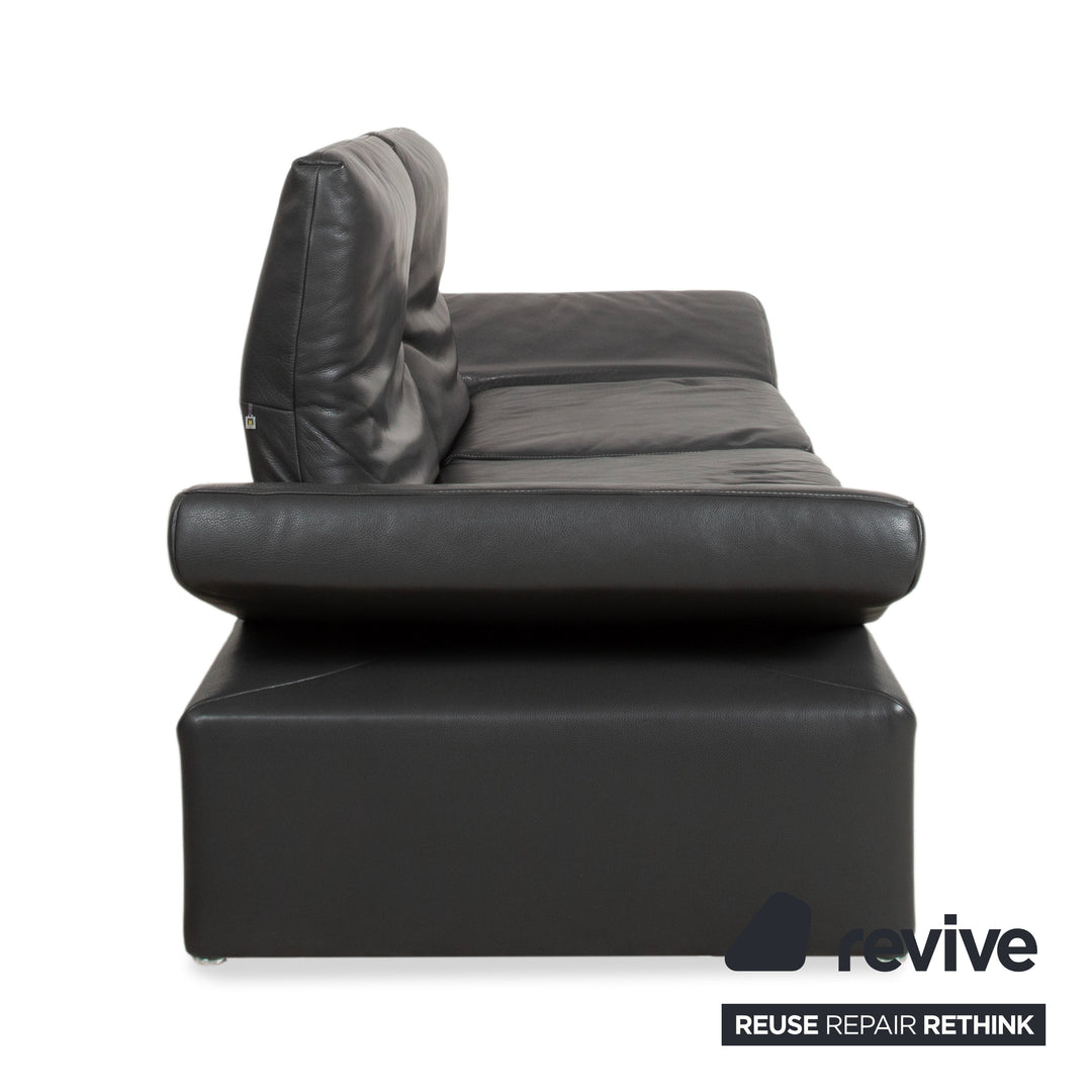 Koinor Raoul Two-seater Leather Sofa Grey Manual Function Couch