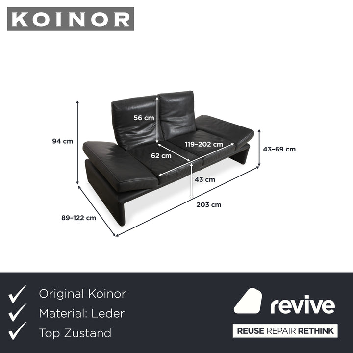 Koinor Raoul Two-seater Leather Sofa Grey Manual Function Couch