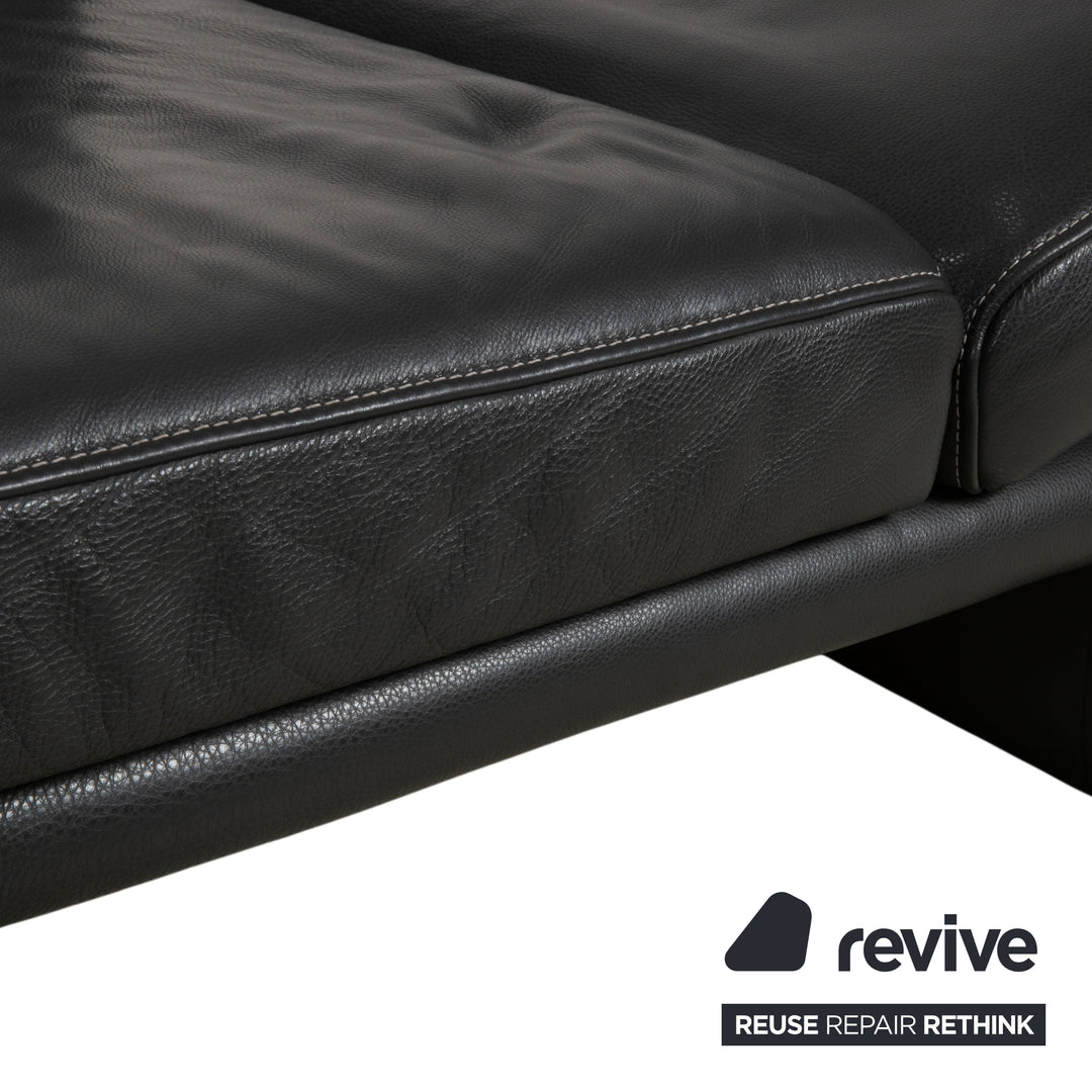 Koinor Raoul Two-seater Leather Sofa Grey Manual Function Couch