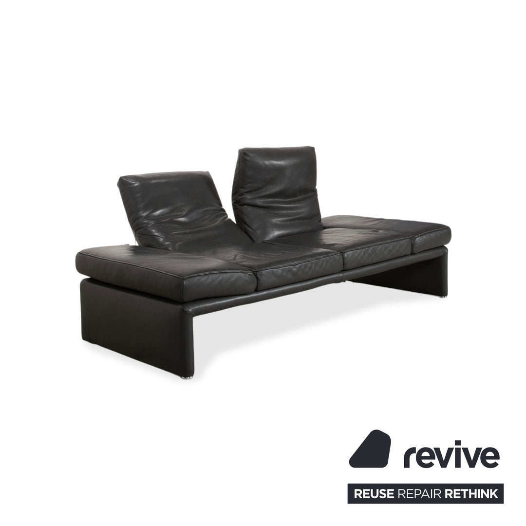 Koinor Raoul Two-seater Leather Sofa Grey Manual Function Couch