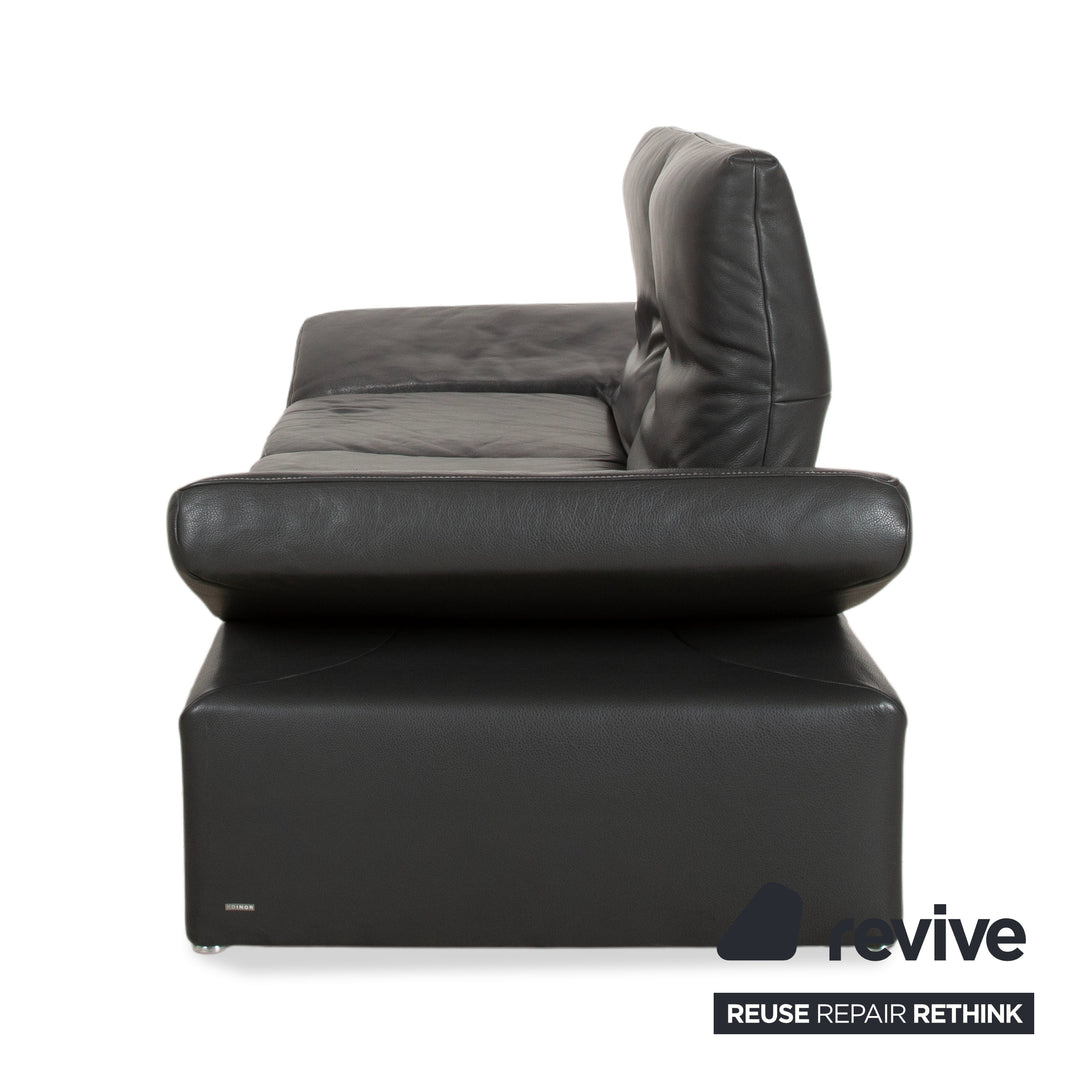 Koinor Raoul Two-seater Leather Sofa Grey Manual Function Couch
