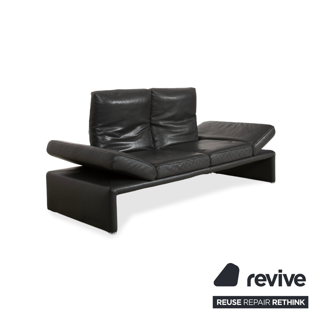 Koinor Raoul Two-seater Leather Sofa Grey Manual Function Couch