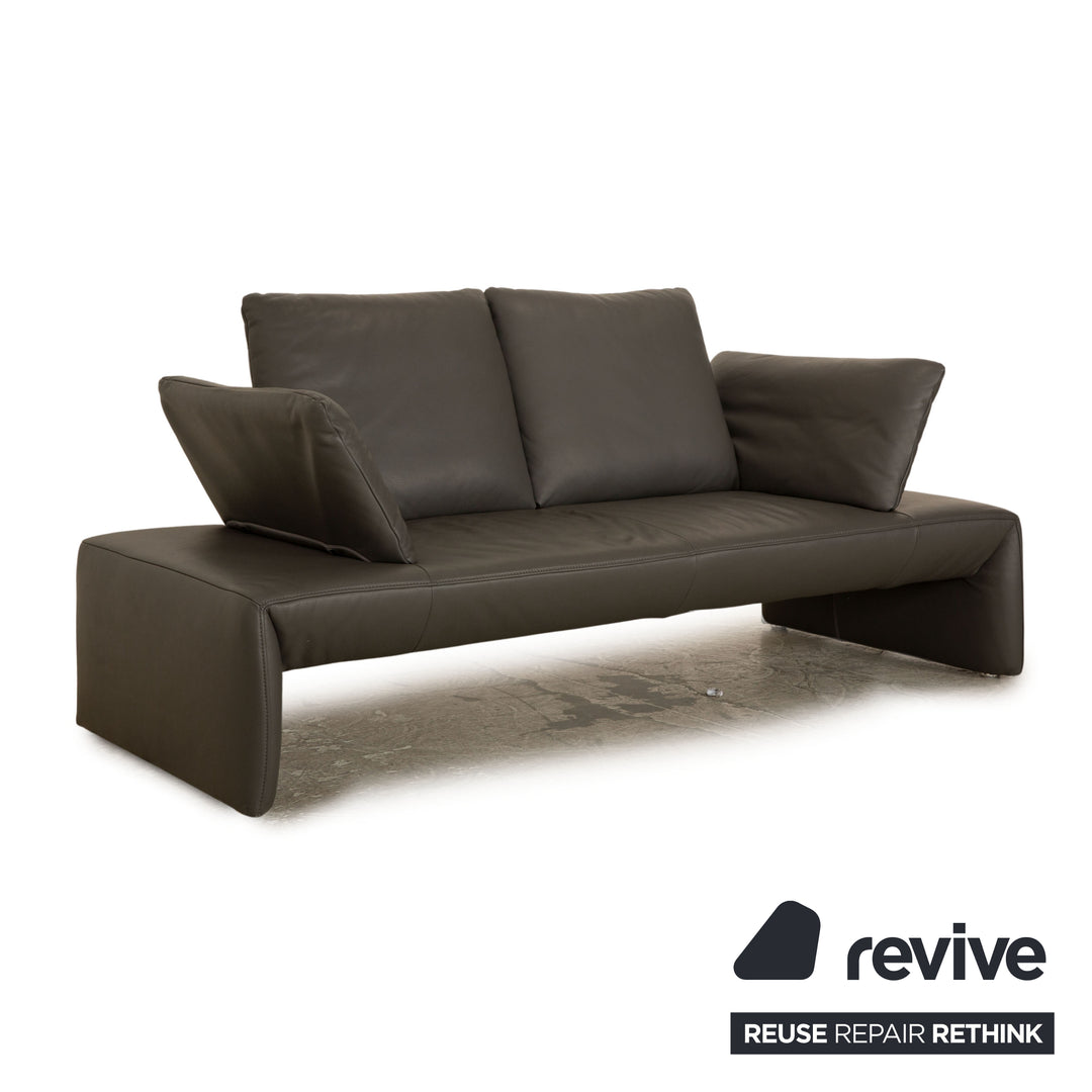 Koinor Rivo canapé deux places en cuir gris, fonction manuelle