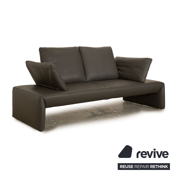 Koinor Rivo canapé deux places en cuir gris, fonction manuelle