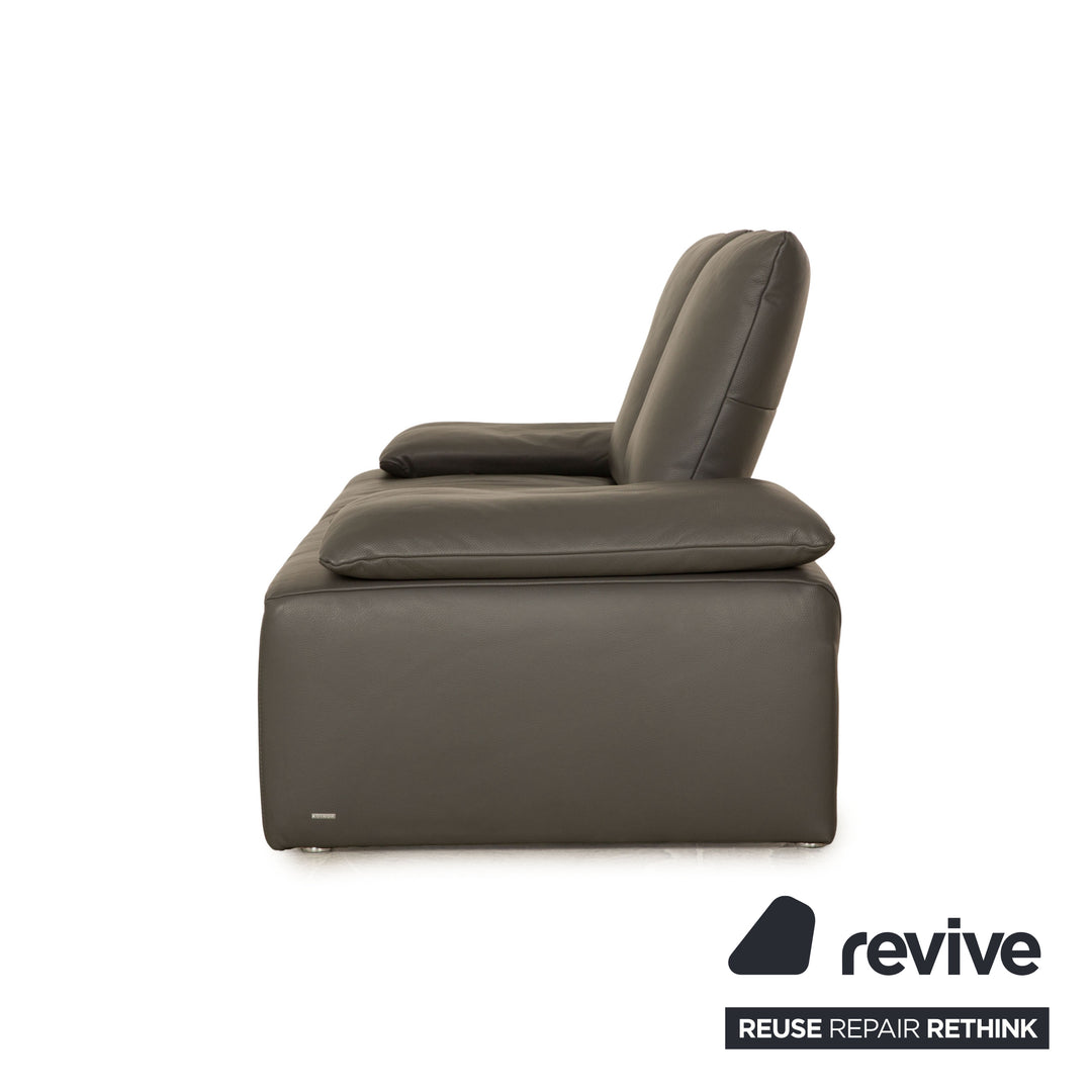 Koinor Rivo canapé deux places en cuir gris, fonction manuelle